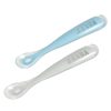 BÉABA Repas | Lot De 2 Cuilleres 1Er Age Silicone - Grey & Blue