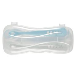 BÉABA Repas | Lot De 2 Cuilleres 1Er Age Silicone - Grey & Blue