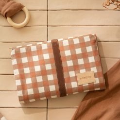 Nobodinoz Matelas Et Housse A Langer | Tapis A Langer Impermeable Hyde Park - Terracotta Checks