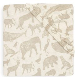 Jollein Literie Bebe | Drap Housse Jersey Animals Nougat - 70 X 140 Cm