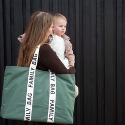 Childhome Sac A Langer | Family Bag Signature Canvas - Vert