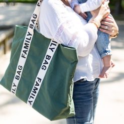 Childhome Sac A Langer | Family Bag Signature Canvas - Vert